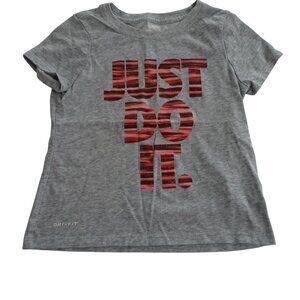 Nike Dri-Fit JUST DO IT Athletic Cut T-Shirt Heather Gray Graphic Girls Size XS